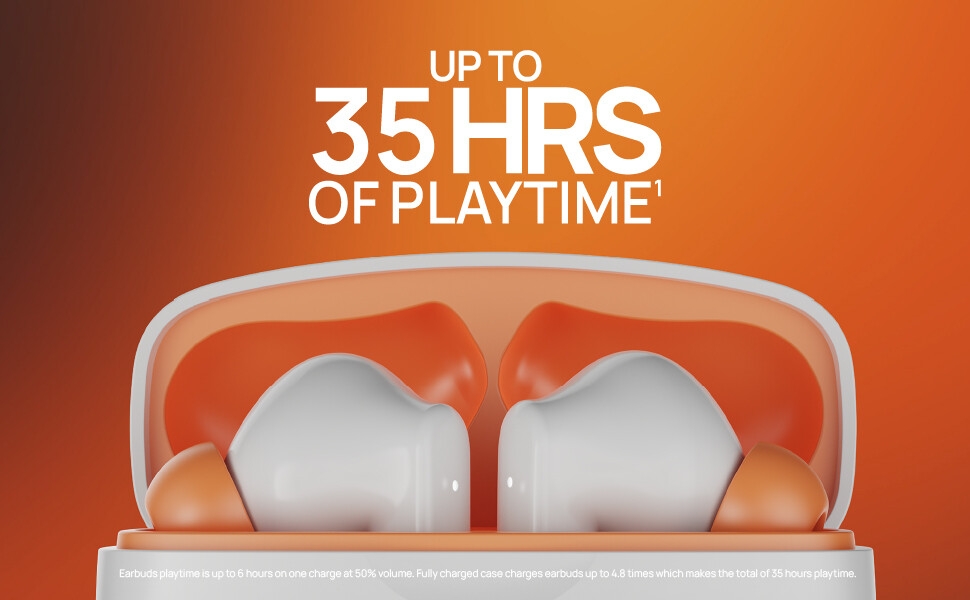 true wireless earbuds, bluetooth earphones, in-ear headphones, 35 hours playtime