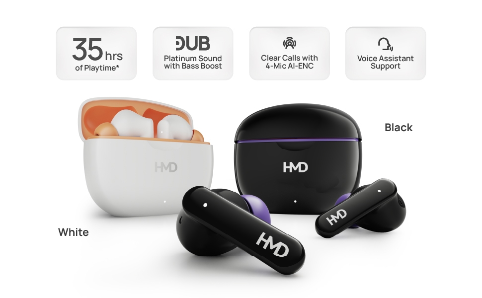 DUB platinum sound with bass boost, TWS, earbuds, earphones, in-ear, AI-ENC