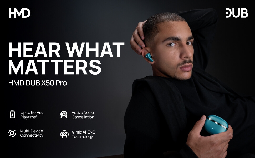 True Wireless Earbuds, Bluetooth Earphones, Active Noise Cancellation, 4 Mic AI-ENC