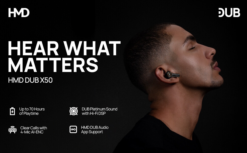 Hi-Fi DSP chip, 4 Mic AI-ENC, environmental noise cancellation, long playtime