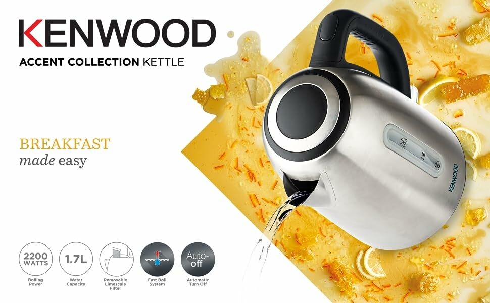 غلاية كينوود لاسلكية من الفولاذ المقاوم للصدأ بسعة 1.7 لتر