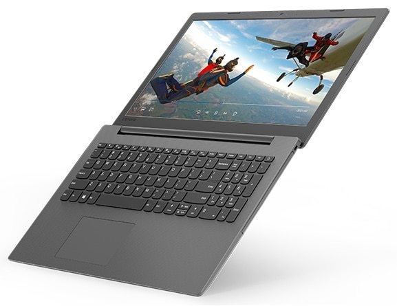 Lenovo Ideapad 130 (15), right top angle view, open 180 degrees.