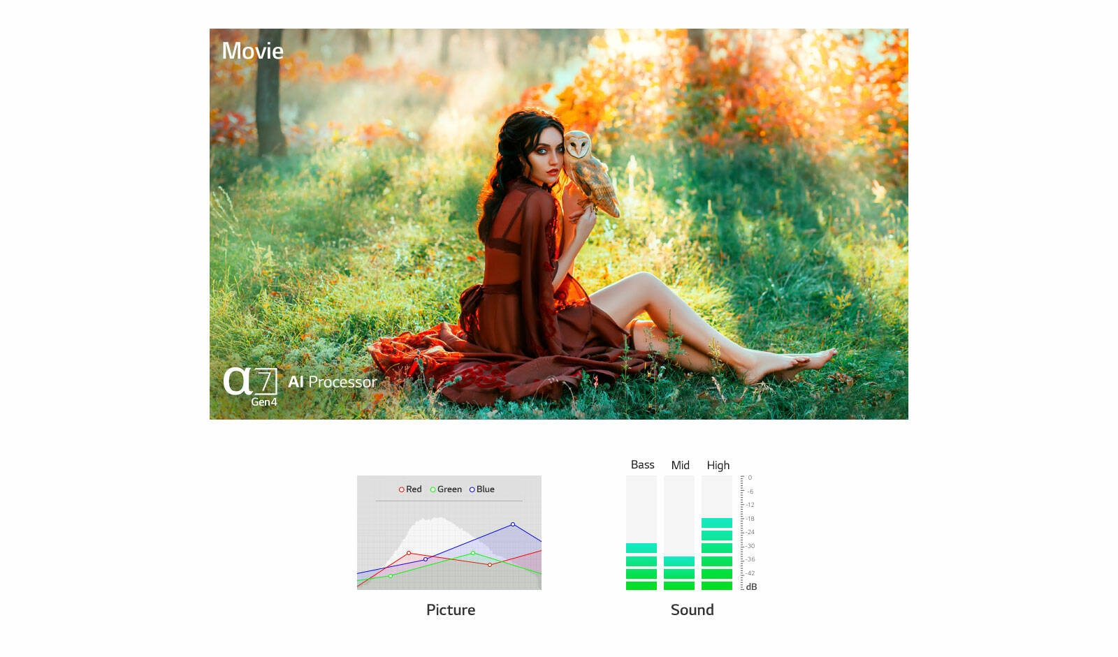 Two scenes automatically optimized in both picture and sound by a9 Gen4 AI Processor(play the video)