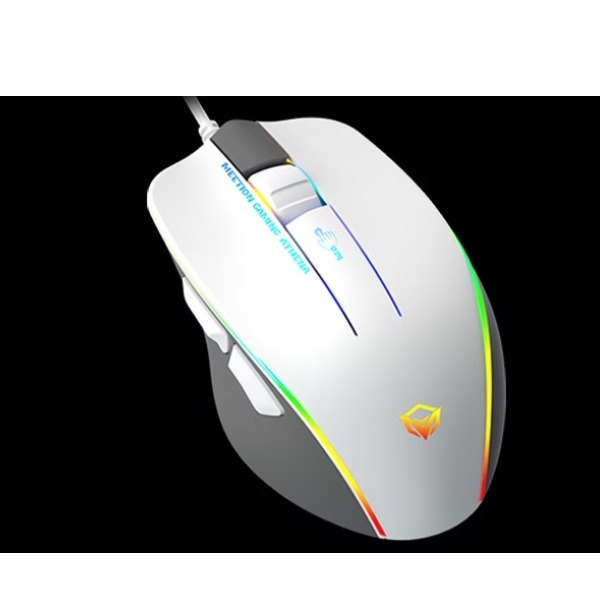 Meetion GM23 RGB Circulation Backlit Gaming Mouse Ergonomic Design, Black & White- DokanTech #