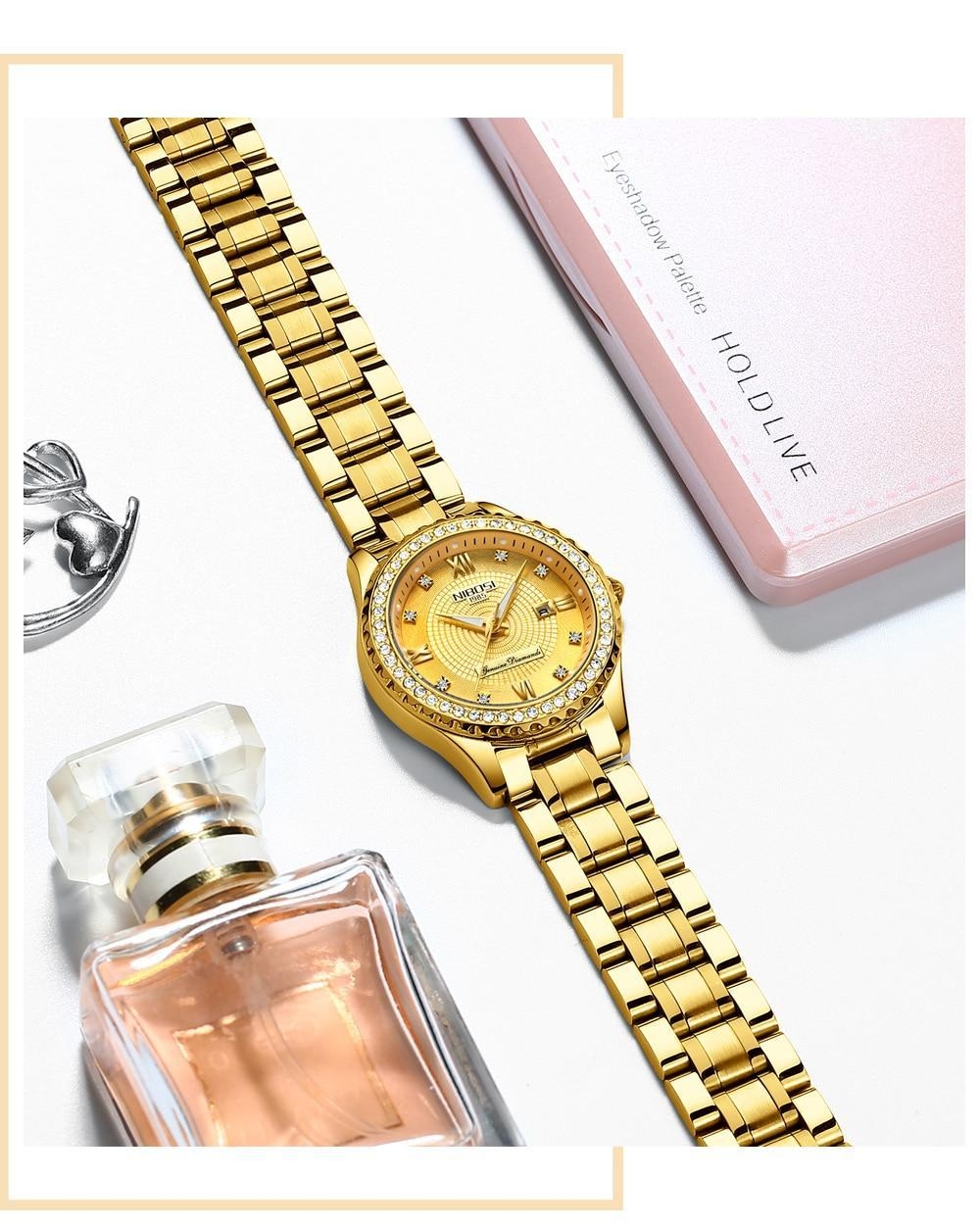 NIBOSI Gold Watch Women 2018 Luxury Brand Women Watches Waterproof Fashion Dress Diamond Quartz Brand Lady Wrist Watches Saat    (10)