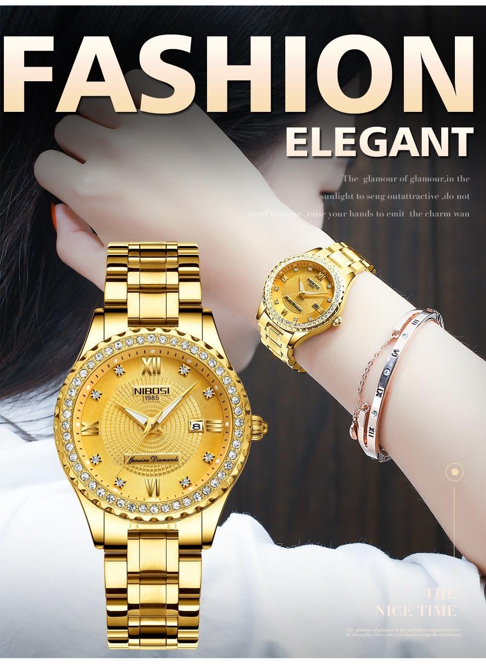 NIBOSI Gold Watch Women 2018 Luxury Brand Women Watches Waterproof Fashion Dress Diamond Quartz Brand Lady Wrist Watches Saat    (9)