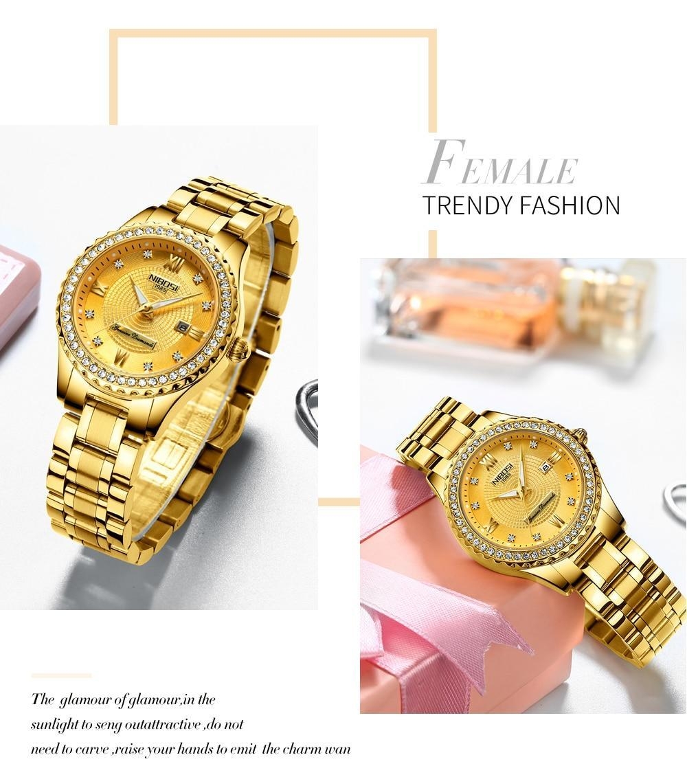 NIBOSI Gold Watch Women 2018 Luxury Brand Women Watches Waterproof Fashion Dress Diamond Quartz Brand Lady Wrist Watches Saat    (11)