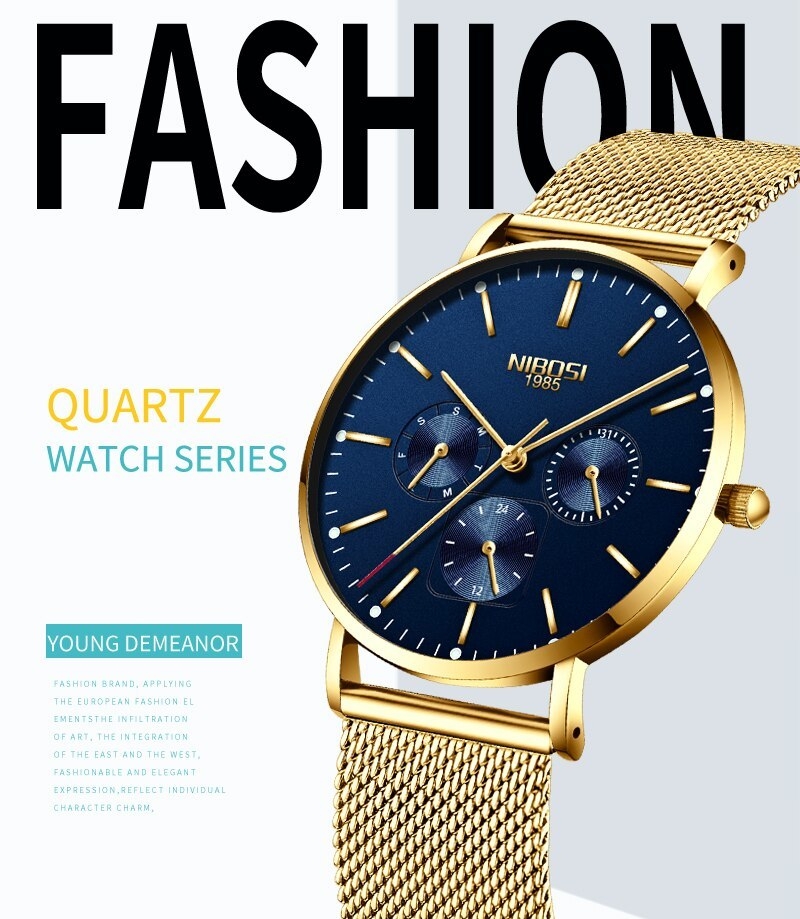 NIBOSI Luxury Brand 2018 Men Watches Ultra Thin Watches For Men Famous Brand Watch With Date men waterproof Relogio Masculino (1)