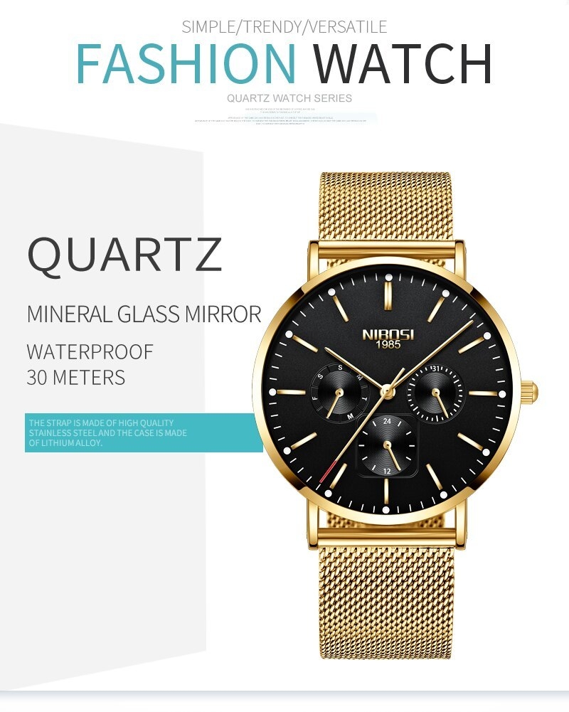 NIBOSI Luxury Brand 2018 Men Watches Ultra Thin Watches For Men Famous Brand Watch With Date men waterproof Relogio Masculino (4)