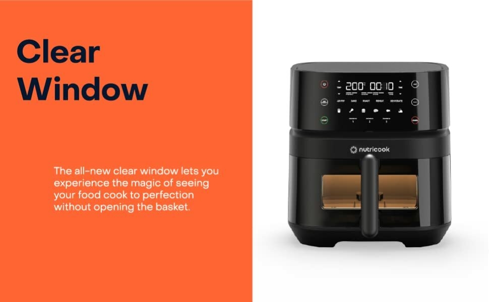 Air fryer 5.7 Litre Large size for Oil Free Cooking see through air fryer for home use below 6 ltr