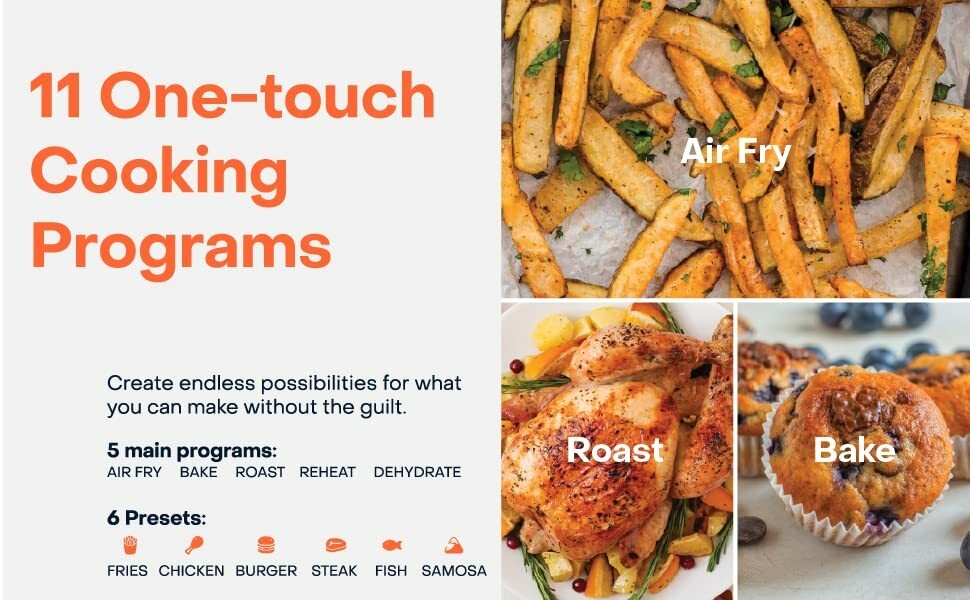 nutri cook air fryer for baking roast reheat just like oven big size capacity with digital display