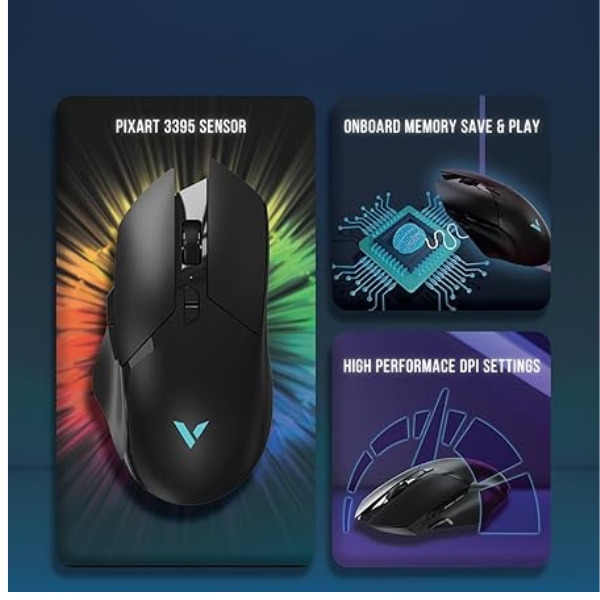 Rapoo V30L Wireless/Wired Gaming Mouse – Black, 12000 DPI, Programmable-dokantech