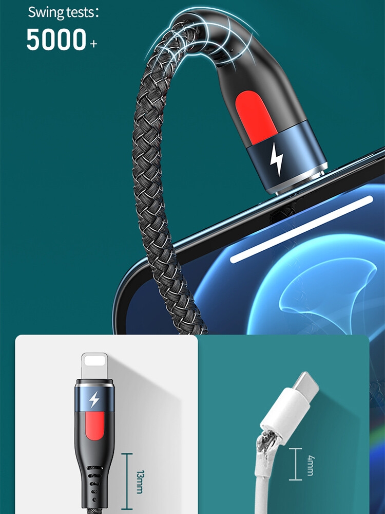 REMAX Lesu Pro 5A Aluminum Alloy Fast Charging Cable RC-188i (Type C- iPhone)-Black