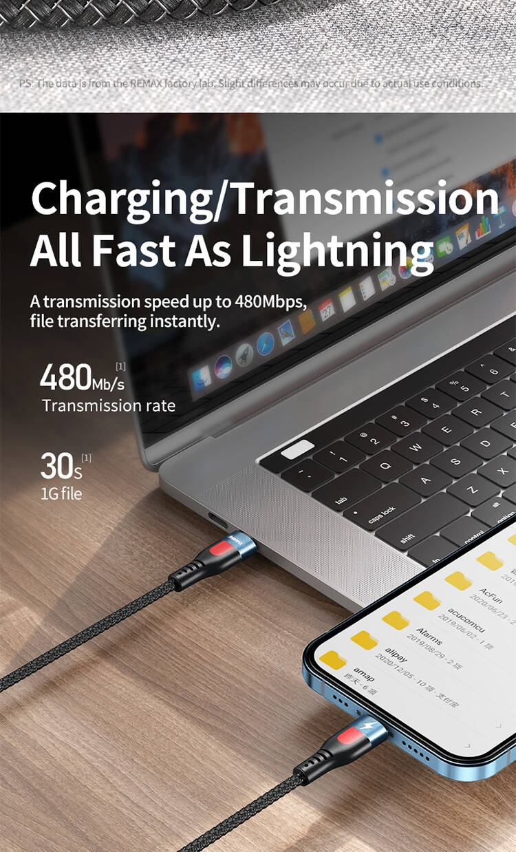 REMAX Lesu Pro 5A Aluminum Alloy Fast Charging Cable RC-188i (Type C- iPhone)-Black