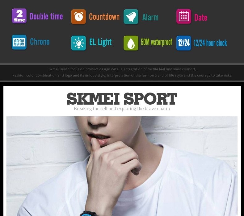 SKMEI Men Watches Sport Watch Electronics Digital LED Quartz Wristwatch Waterproof Women Watches gold 25CM 5