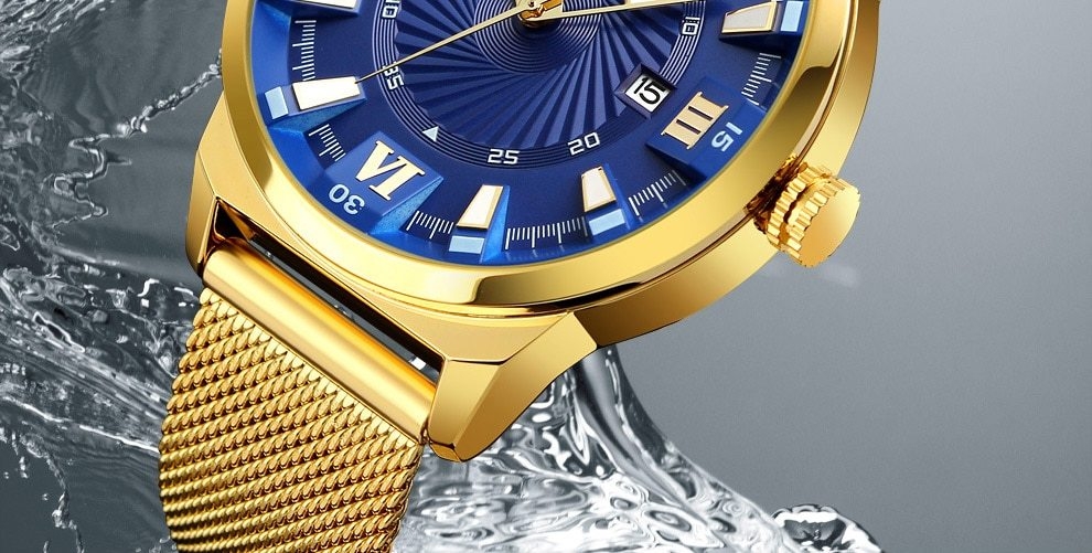 SKMEI Fashion Quartz Men Luxury Business Watch Stainless Steel Waterproof Wristwatches Male Clock gold 25cm 19