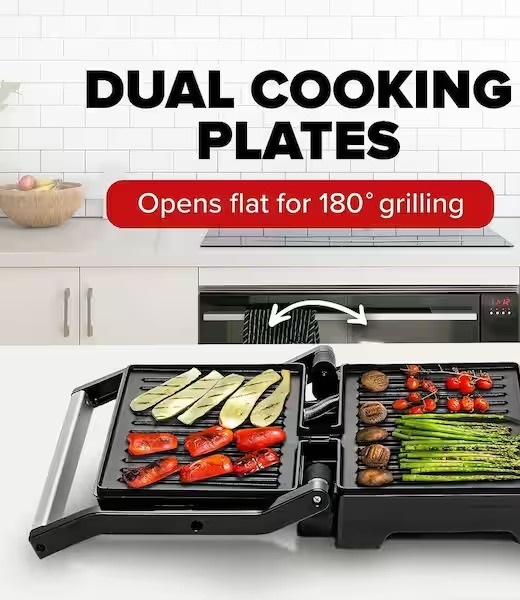 Sokany Stainless Grill & Sandwich Maker with Non-Stick Coating and 2000W Power