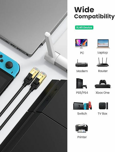 UGREEN Cat 7 F/FTP Lan Cable 1.5m (Black) NW107 11277