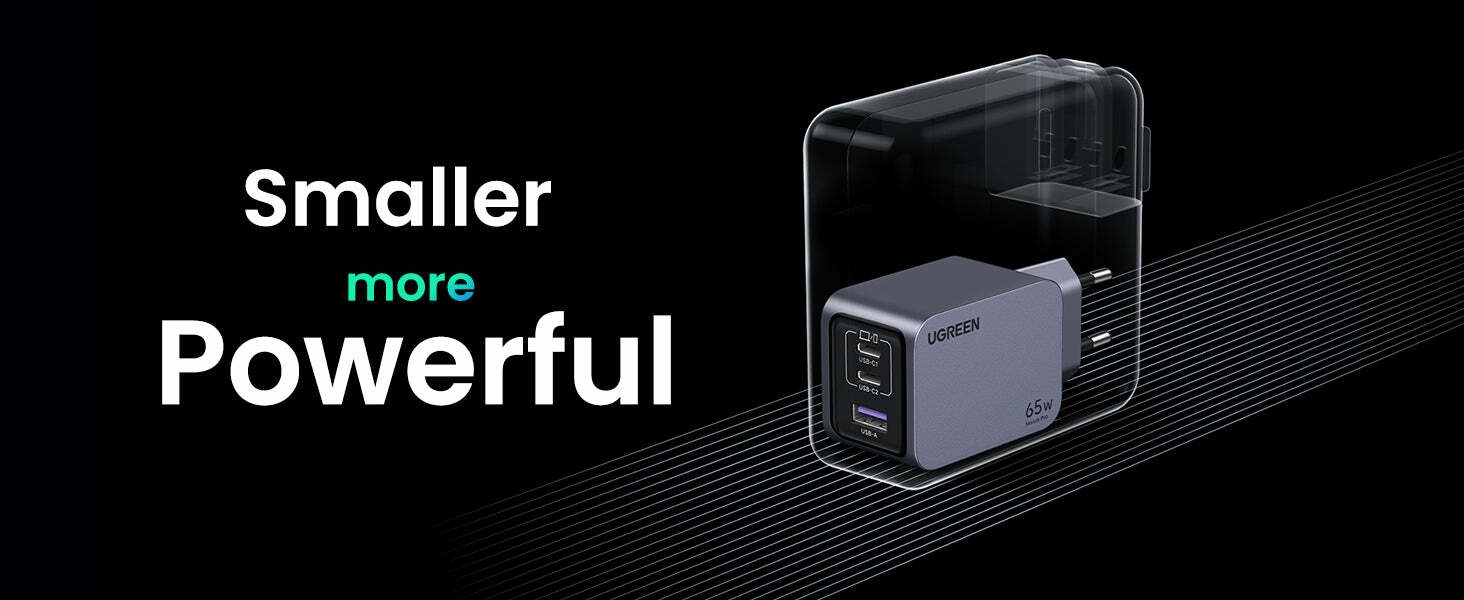 Nexode Pro 65W USB C Charger 3-Ports Mini GaN Fast Charger