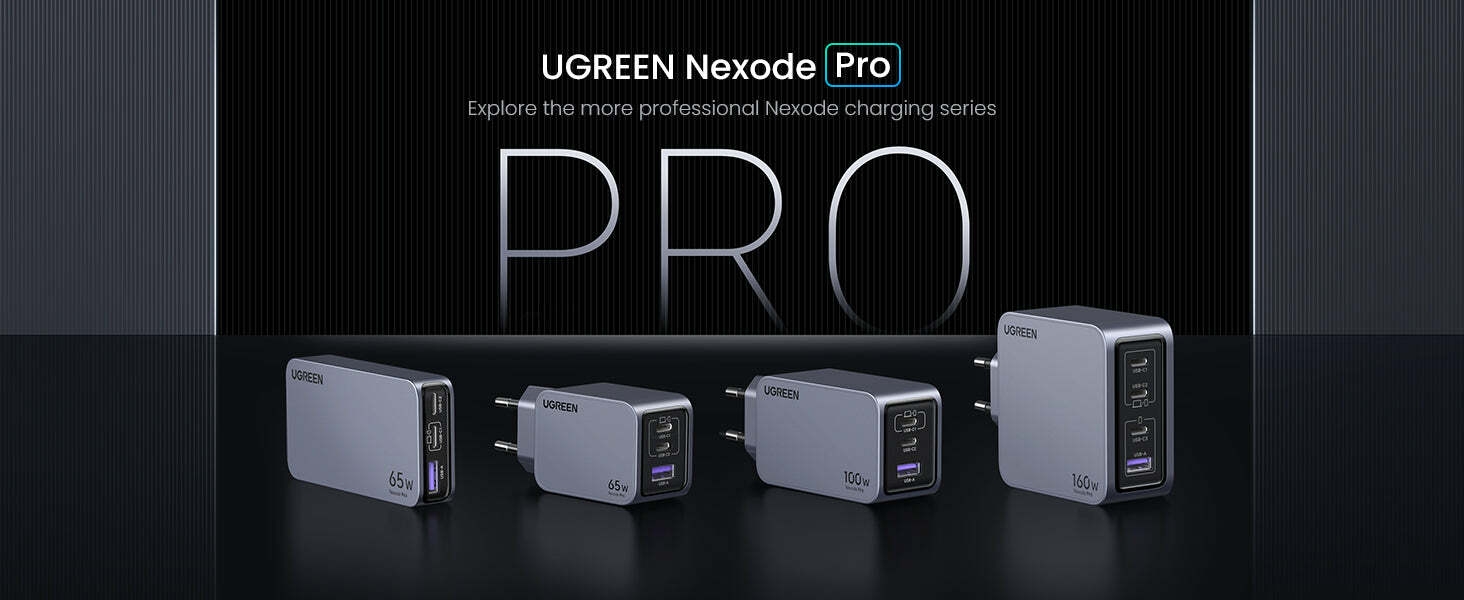 Nexode Pro 65W USB C Charger 3-Ports Mini GaN Fast Charger