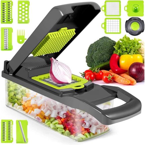 10 in 1 Multifunctional Vegetable Chopper Onion Chopper Fruit and Vegetable Chopper with Vegetable Cutter Guide for Garlic Cabbage Carrot Potato Salad