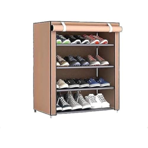 Shoe Rack, Simple assembly Single Row 5-Tier 4-Cube Shoe Tower Rack with Dust-Proof Cover, Space Saving Storage Shelf Organizer Cabinet for Shoes and Others