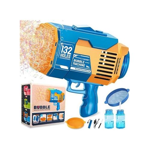 Electric Soap Bubble Gun with 132 Holes - Bubble Gun Toy for Kids with LED Lights and USB Charger