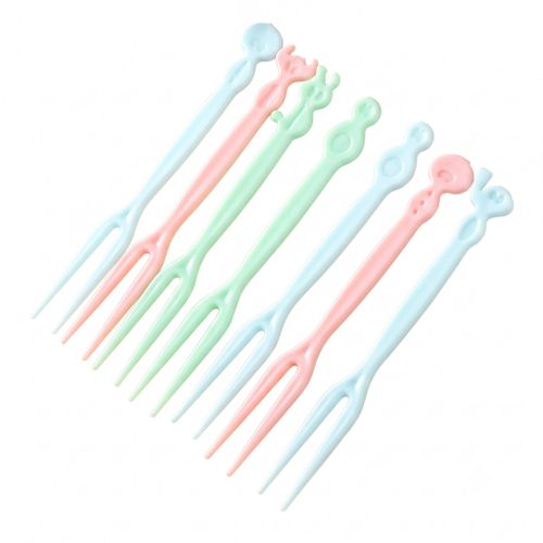 50-Piece Cute Pastel Mini Fruit Forks Set – Two-Pronged Pure Plastic Appetizer Picks (Mixed Colors)