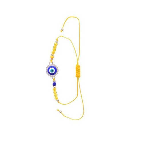 Eye-shaped pendant string bead bracelets for women - Yellow