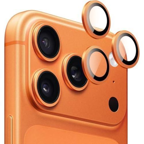 Camera Lens Protector Designed for iPhone 17 Pro Tempered Glass 9H Metal Frame HD Anti-Scratch Full Coverage Case Friendly Easy Installation.(Orange)