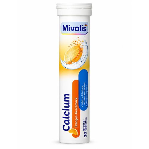 Calcium Effervescent Tablets - Orange Flavor - 20 Tablets - 82g