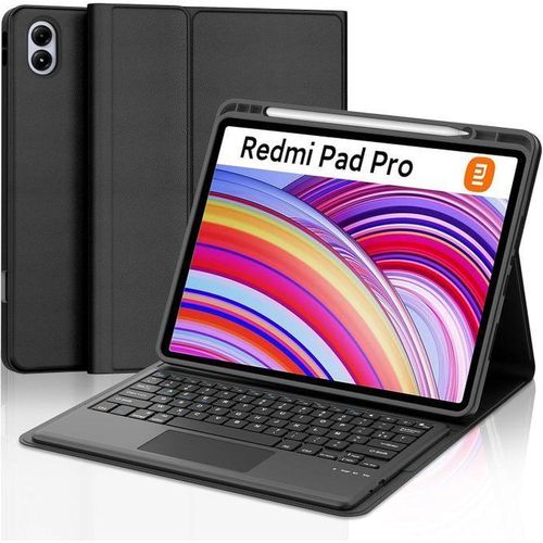 Keyboard for Redmi Pad Pro 12.1 inch / Xiaomi Poco Pad with Touchpad, Keyboard Case for Redmi Pad Pro 12.1 inch, Magnetically Removable, French Layout, Black