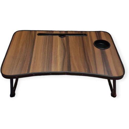 Multifunction Wooden Foldable Laptop Desk - Strong Aluminum Frame, Cup Holder & Non-Slip Feet - Ideal for Study, Reading, or Relaxing with Meals on the Bed or Sofa