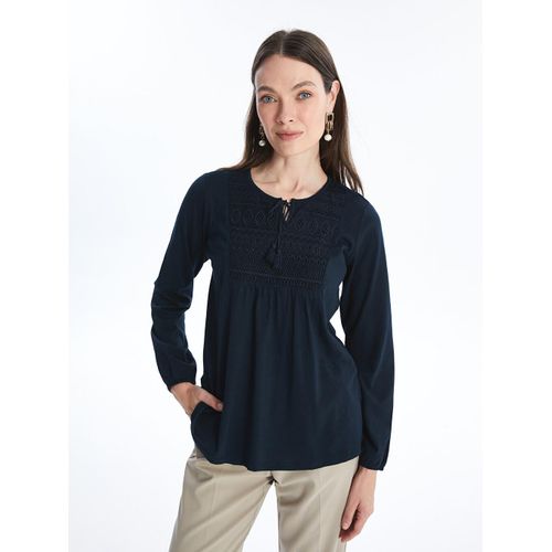 Tie Neck Embroidered Blouse