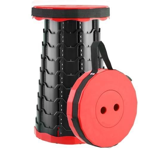 Dosino 550lb Upgraded Folding Stool, Portable Folding and Retractable Stool for Fishing, Hiking, Barbecues, Parties and Outdoor Activities (Red)