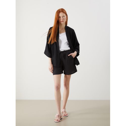 Elastic Waist Textured Muslin Women's Shorts