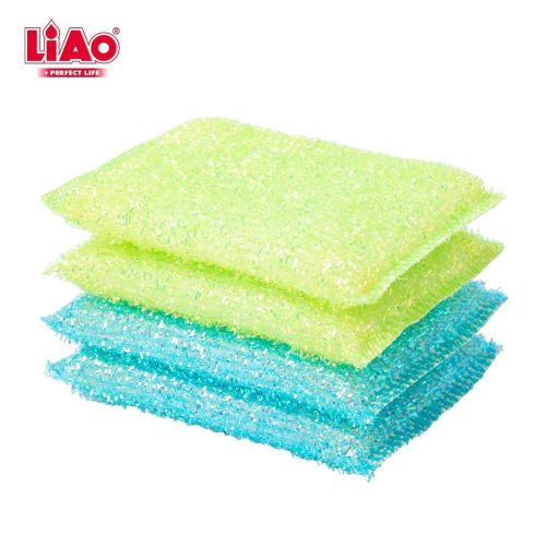 sponge scourer pack of 4, dish scrubbing sponge for kitchen cleaning