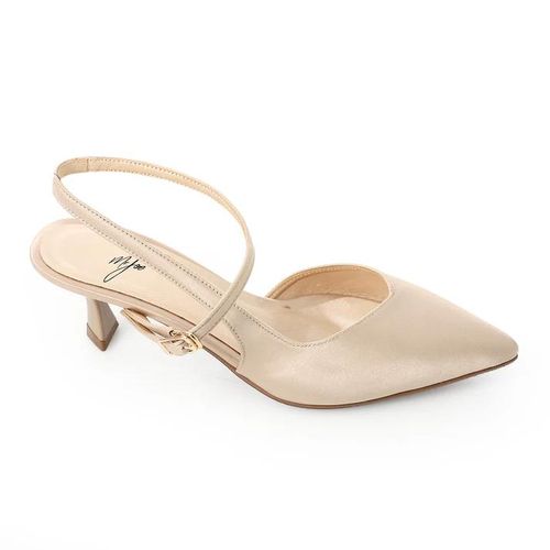 Satin Slingback Kitten Heels Gold