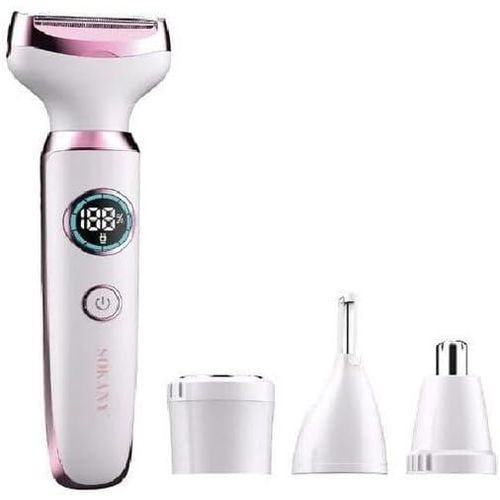 SK-16087 Women’s 4-in-1 Grooming Kit – Body Hair Remover for Bikini & Underarms – Exfoliation Head – Digital Display – Cordless Rechargeable – Lightweight Design