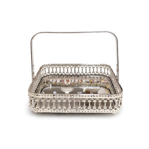 Metal Handle Tray - Elegant Vibrant Silver Platter for Home Decor Serving and Gifting Perfect for Parties Dinners or Everyday Use with Refined Finish
