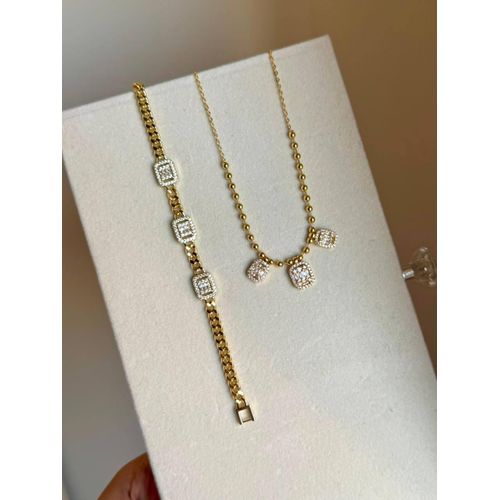 Lazurde Elegance Set (3-Stone Chain + Bracelet) – The Magic of Harmonious Details