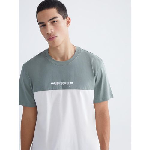 Men's Color Block Jersey T-Shirt With Crew Neck
