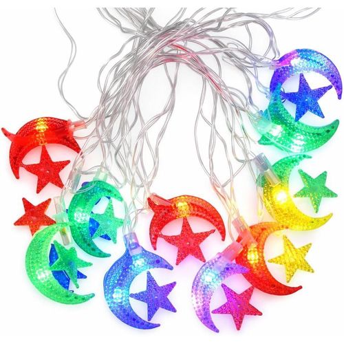 حبل إضاءة كريستالي رمضاني – زينة أنيقة بلمسة فاخرة، 14 حبة من روكسي ستور K-27) - هلال ونجمة الوان منقرش)