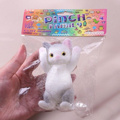 Cat Squishy Toys, Furry Sticky Soft Cat Squeeze Stress Relief Sensory Toys Novelty Fidget Toy for Adults Kids Party Favors