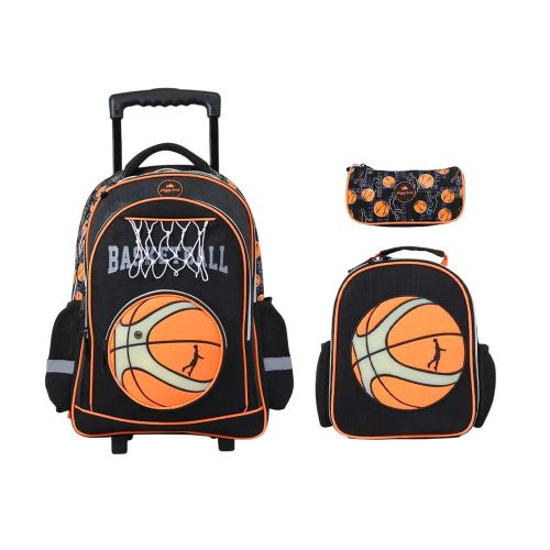 Basketball with Net School Trolley Backpack 18 Inch with 2 Small Bags - GB5249T