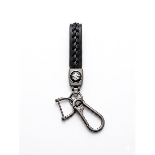 suzuki Premium Braided Leather Keychain with Metal Clip - Durable Car Key Holder - Stylish Automotive Key Ring Accessory