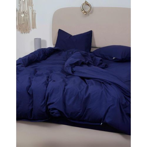 3 Piece Cotton Duvet Cover Set – Duvet Cover 260x240cm with 2 Pillow Cases 50x70cm – Soft and Comfortable for Daily Use (Blue)