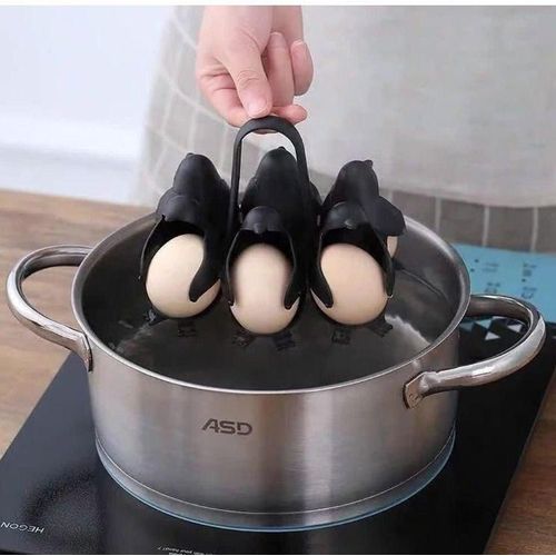 Egg 3-in-1 Cook, Store And Serve Egg Holder, Penguin-Shaped Boiled Egg Cooker For Making Soft Or Hard Boiled Eggs, Holds 6 Eggs For Easy Cooking And Fridge Storage