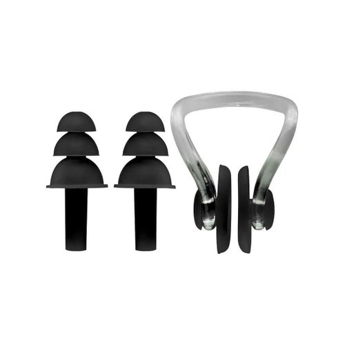 A set of nose clips and earplugs with an ergonomic design, comfortable swimming protection for swimming training.