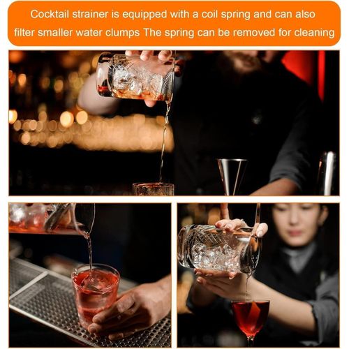 INFINITY-Plus Stainless Steel Cocktail Strainer, Professional 2 Prong Strainer with Spring Wire for Bar Party